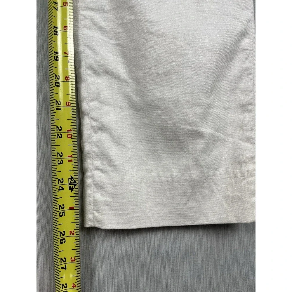 Avery White Linen Ankle Trouser Banana Republic Factory Sz 14 EUC Capsule Resort